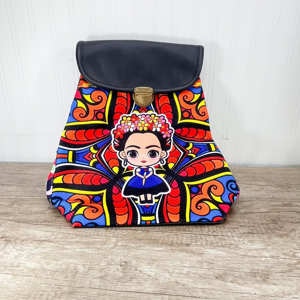 Frida Kahlo Graphic Backpack Multi-Color Art Bag Mexico